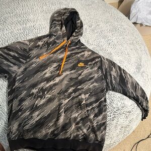 Nike black and gray camo hoodie with no marks or stains